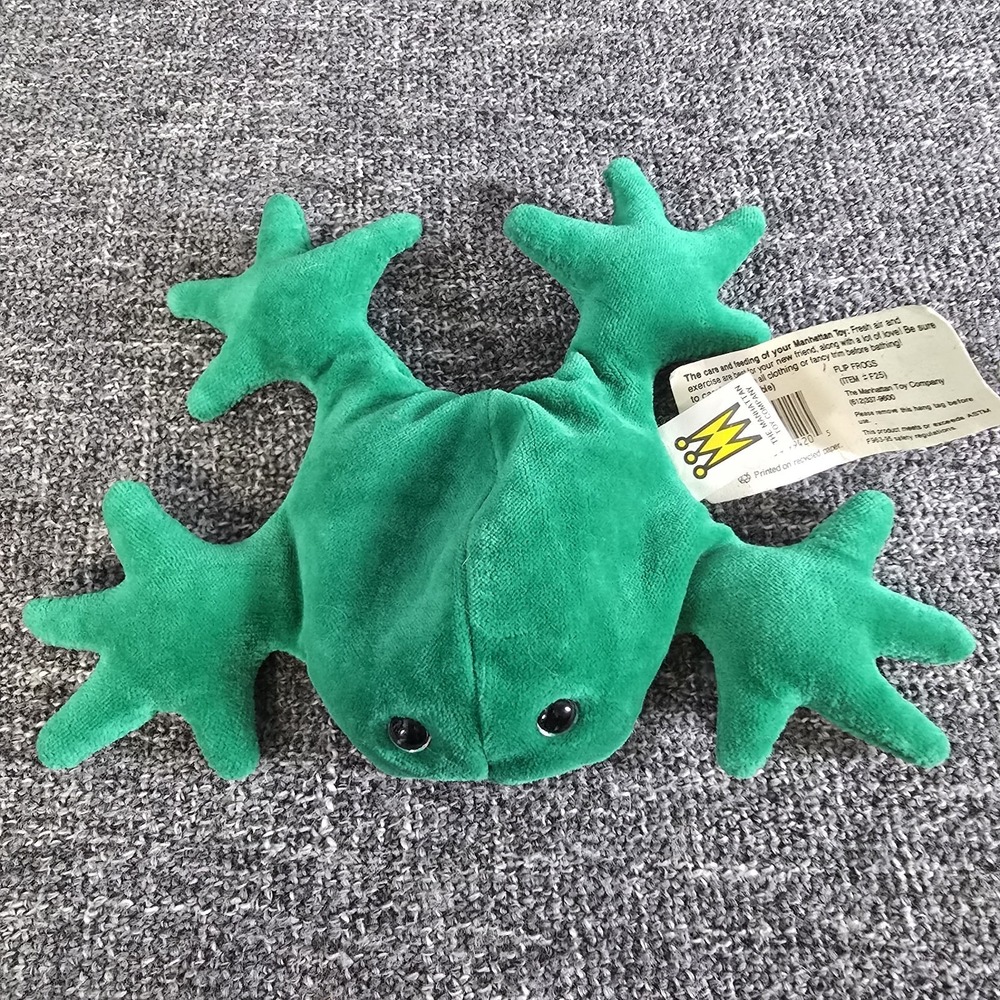 Manhattan Toy Company Flip Frogs Green Plush Beanbag Vintage 1995 F25